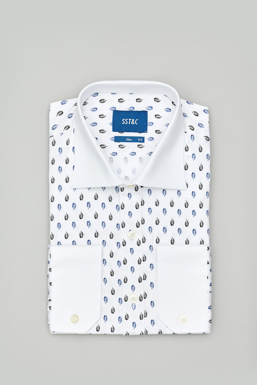 SST&C #Comfortable Cotton  Leaf Printed White Collar White Sleeve Slim Fit Shirt | 0312302014  (Outlet)_8