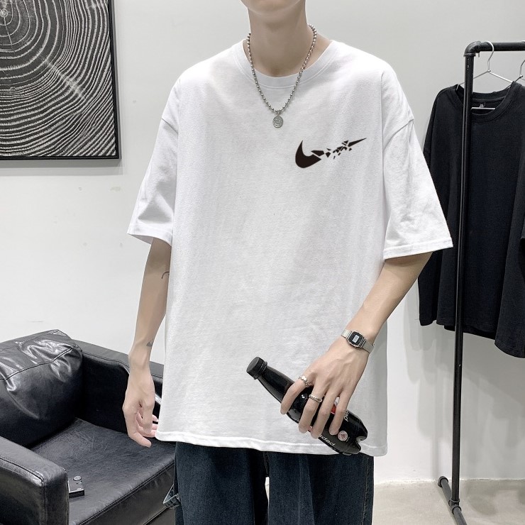 破碎NIKE純棉落肩短TEE_0