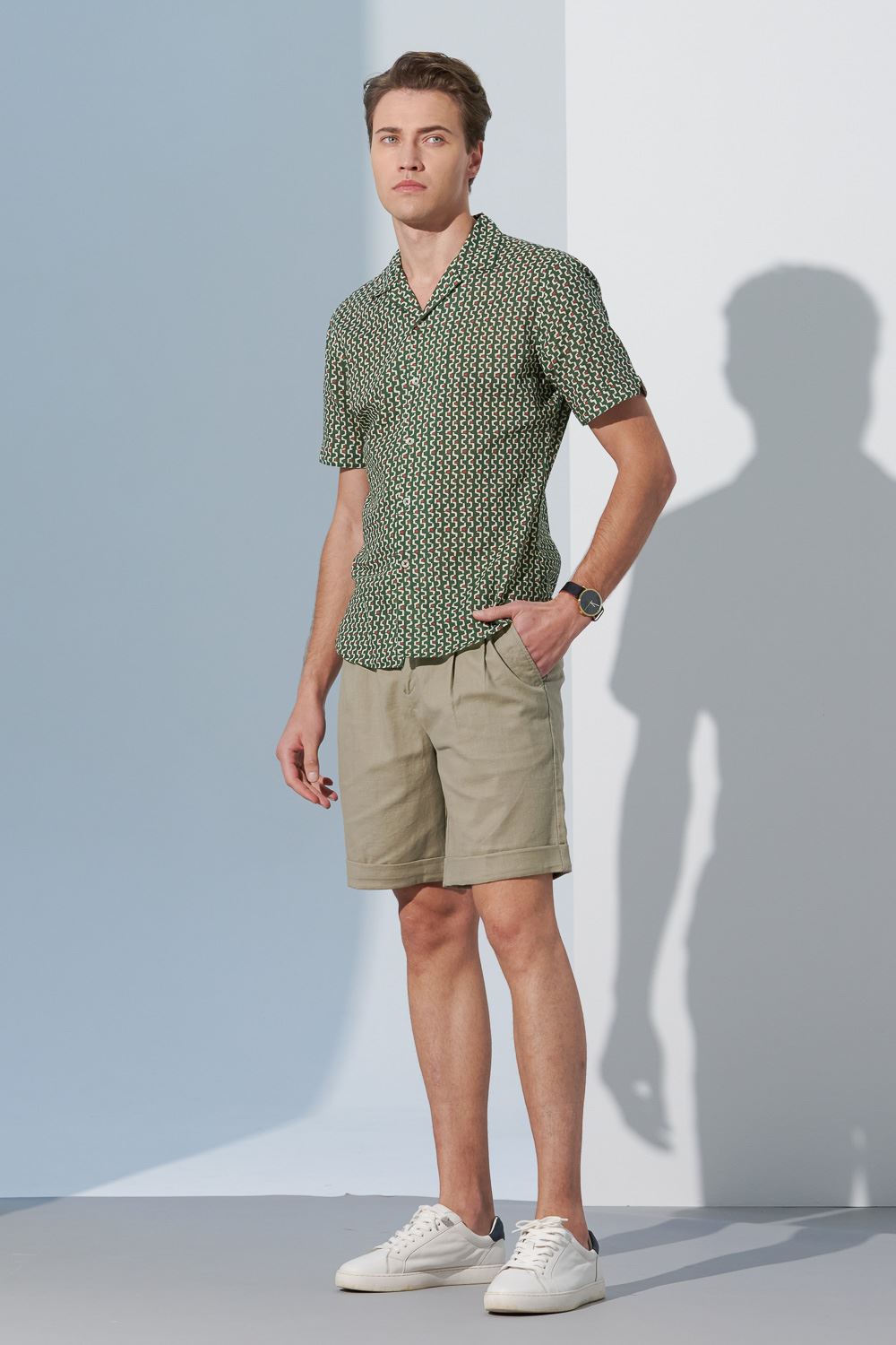 SST&C Orange Dot Printed Cotton and Linen Cuban Collar Standard Short-Sleeved Shirt | 0412302002  (Outlet)_5