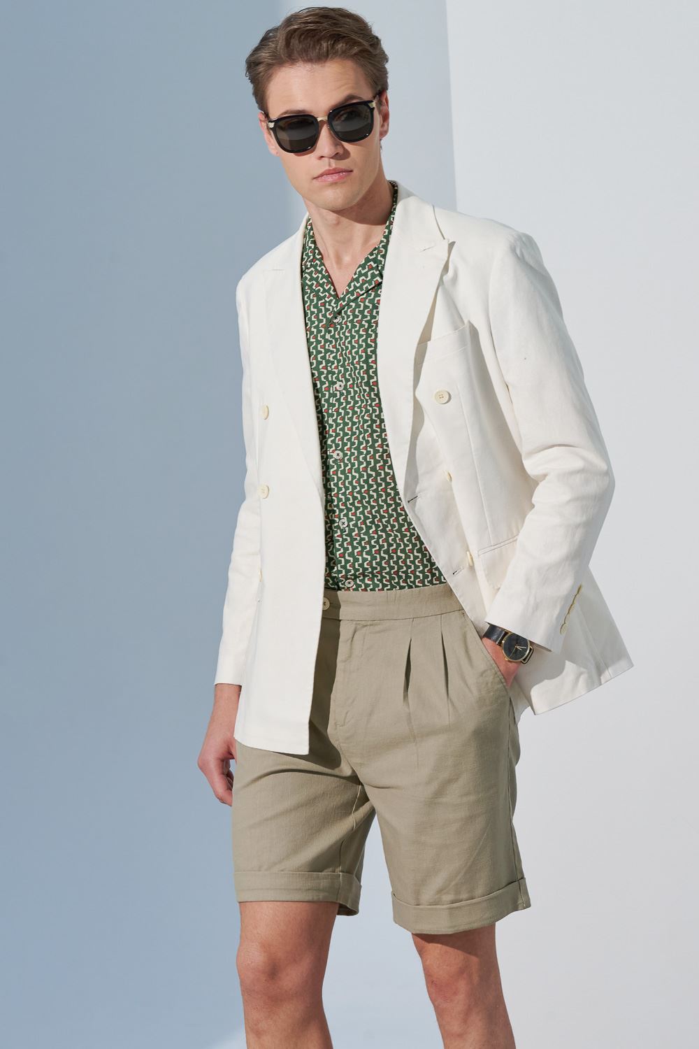 SST&C Orange Dot Printed Cotton and Linen Cuban Collar Standard Short-Sleeved Shirt | 0412302002  (Outlet)_6