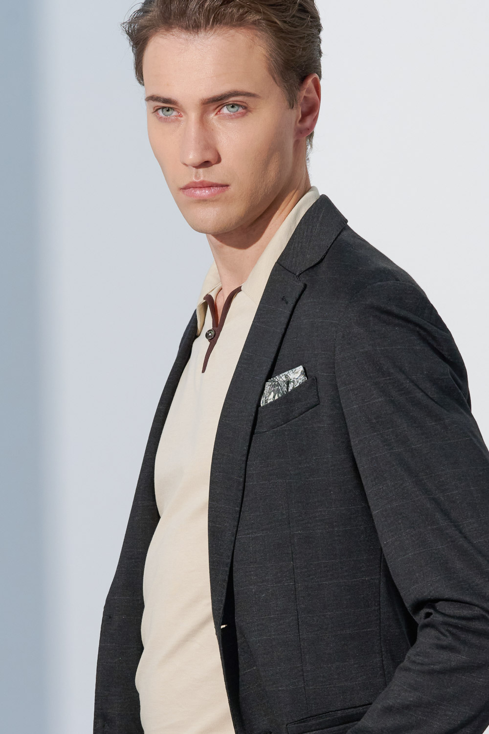 SST&C Gray Check Pattern Knitted Casual Suit Jacket | 0612302003  (Outlet)_2