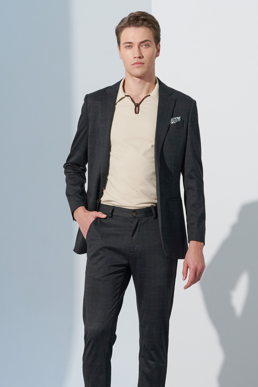 SST&C Gray Check Pattern Knitted Casual Suit Jacket | 0612302003  (Outlet)_5