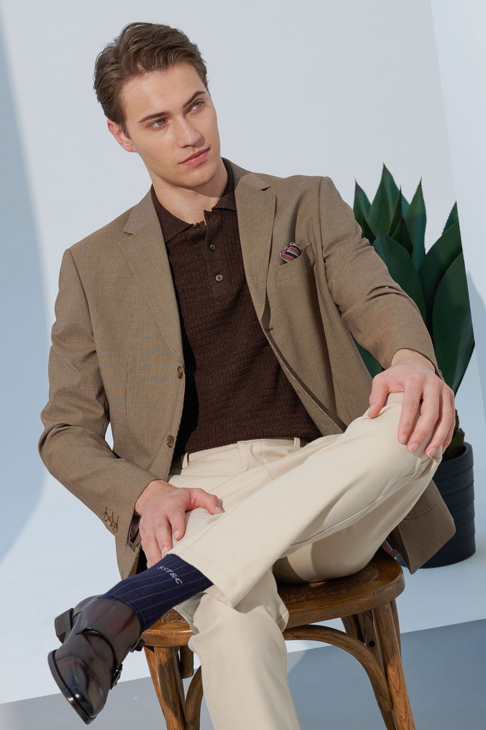 SST&C Ivory Straight Fit Stretch Casual Trousers | 1212302004  (Outlet)_0