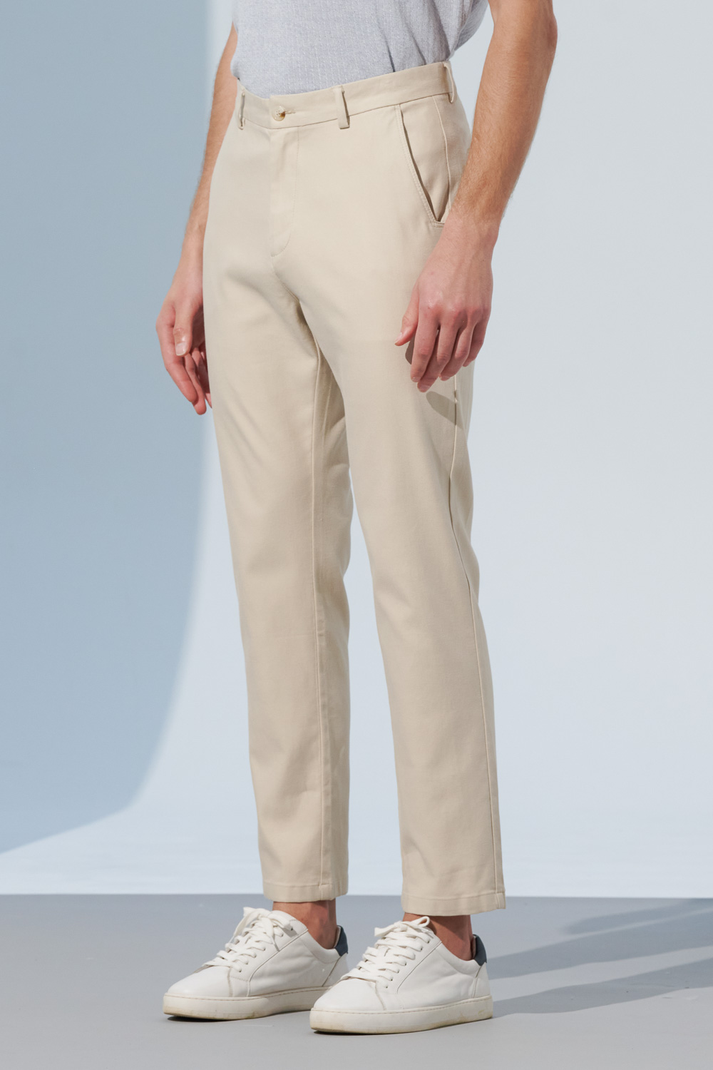 SST&C Ivory Straight Fit Stretch Casual Trousers | 1212302004  (Outlet)_1