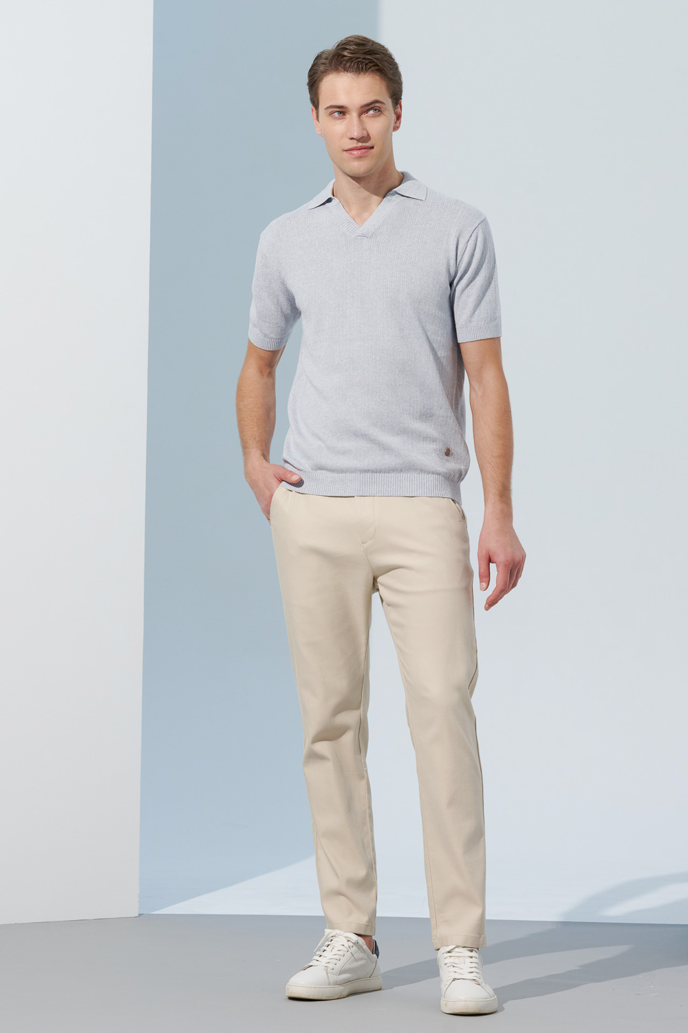SST&C Ivory Straight Fit Stretch Casual Trousers | 1212302004  (Outlet)_2