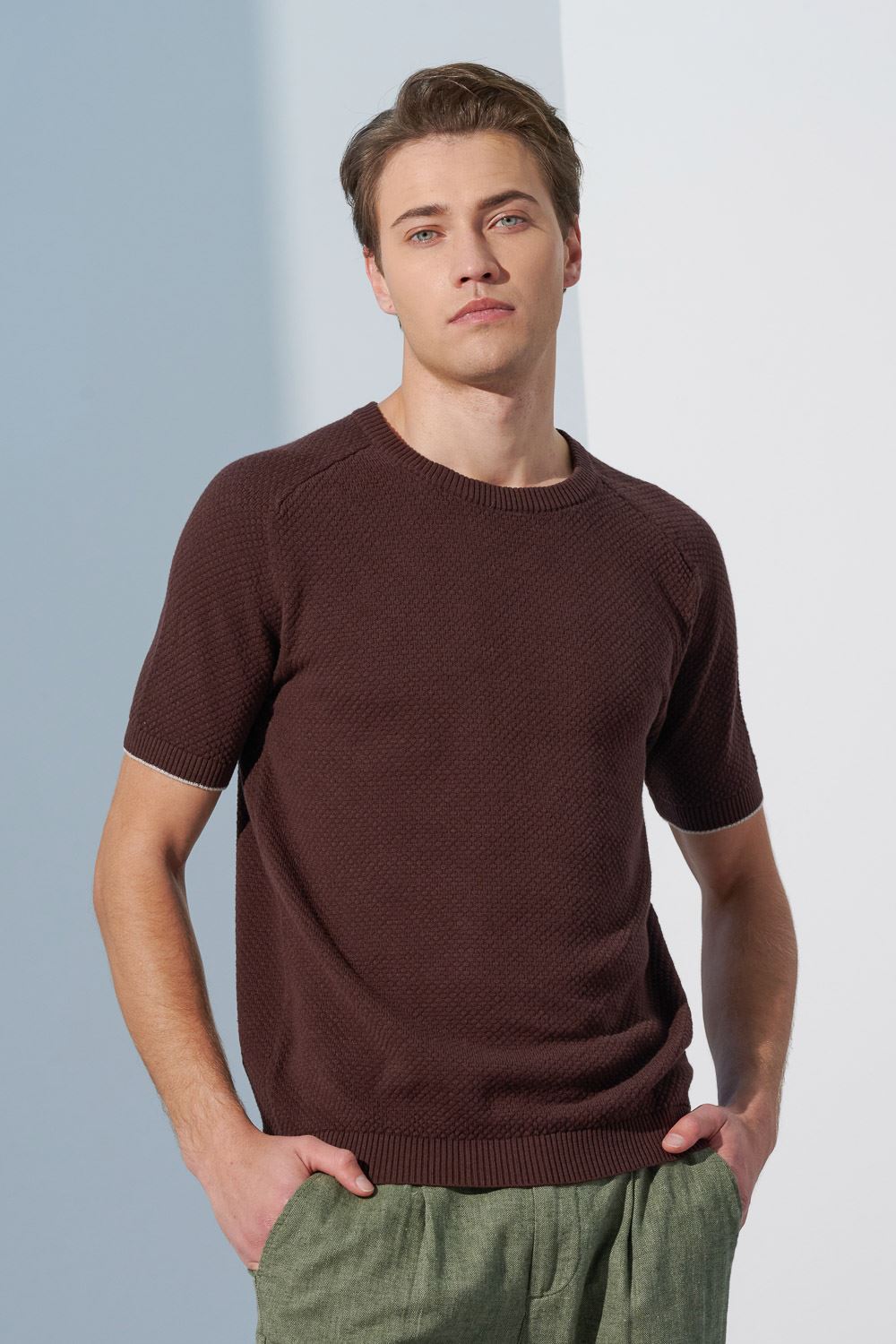 SST&C Cocoa Brown Cotton Crew Neck Sweater | 1112302005  (Outlet)_0