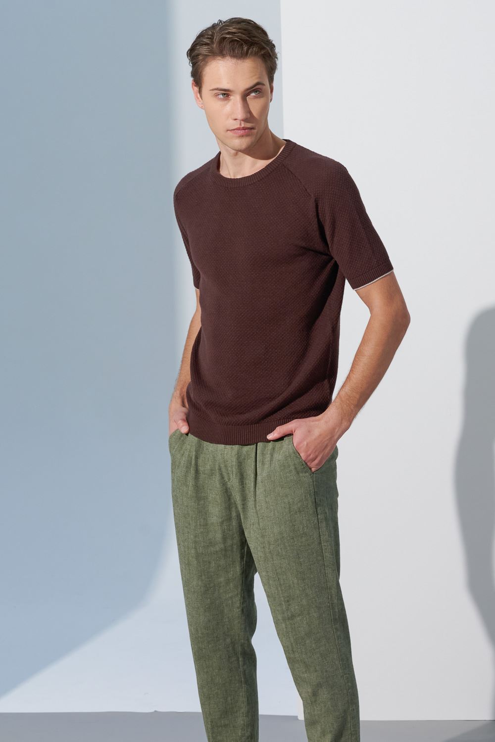 SST&C Cocoa Brown Cotton Crew Neck Sweater | 1112302005  (Outlet)_2