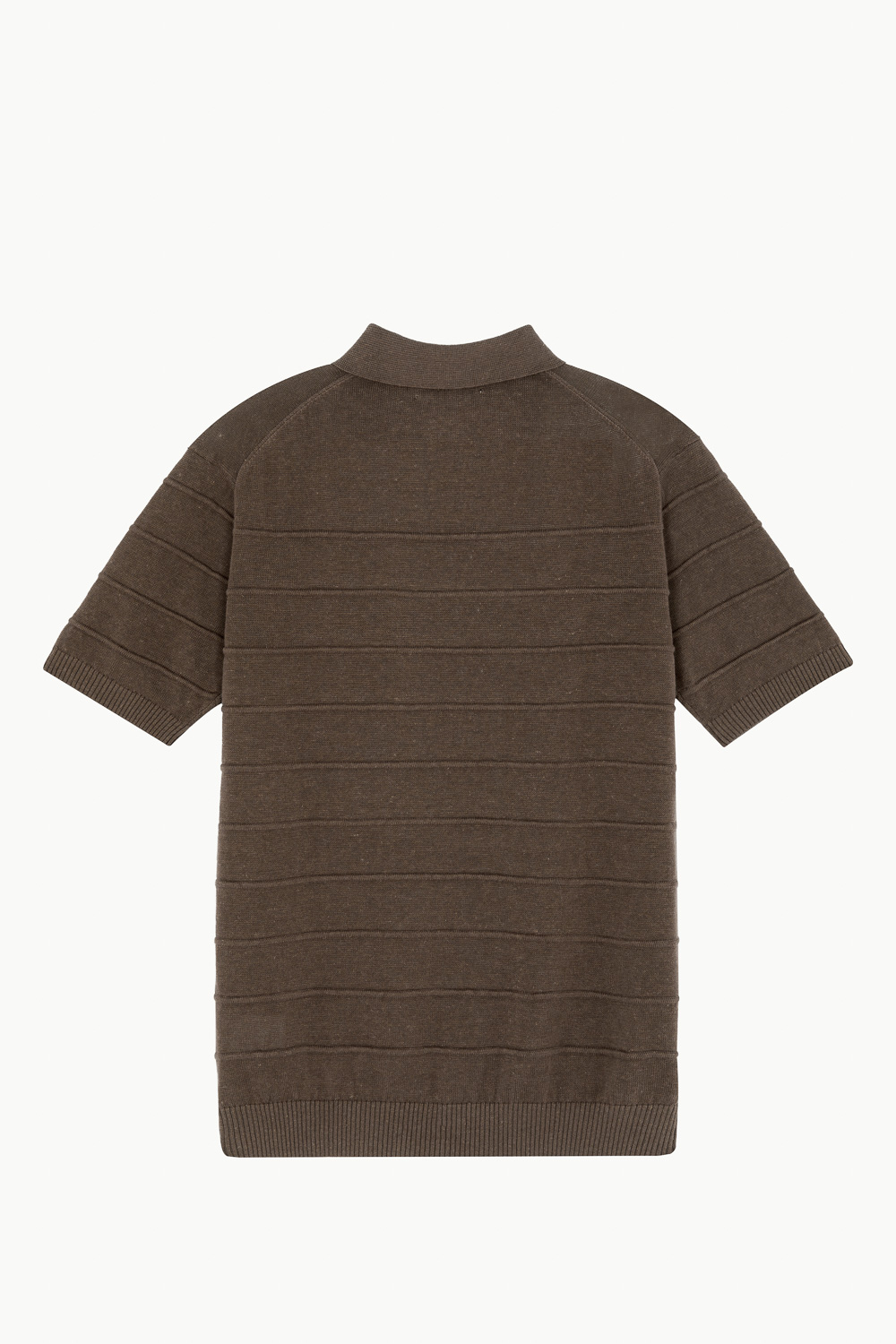 SST&C Camel Brown Single-Button Cotton and Linen Polo Collar Sweater | 1112302006  (Outlet)_7