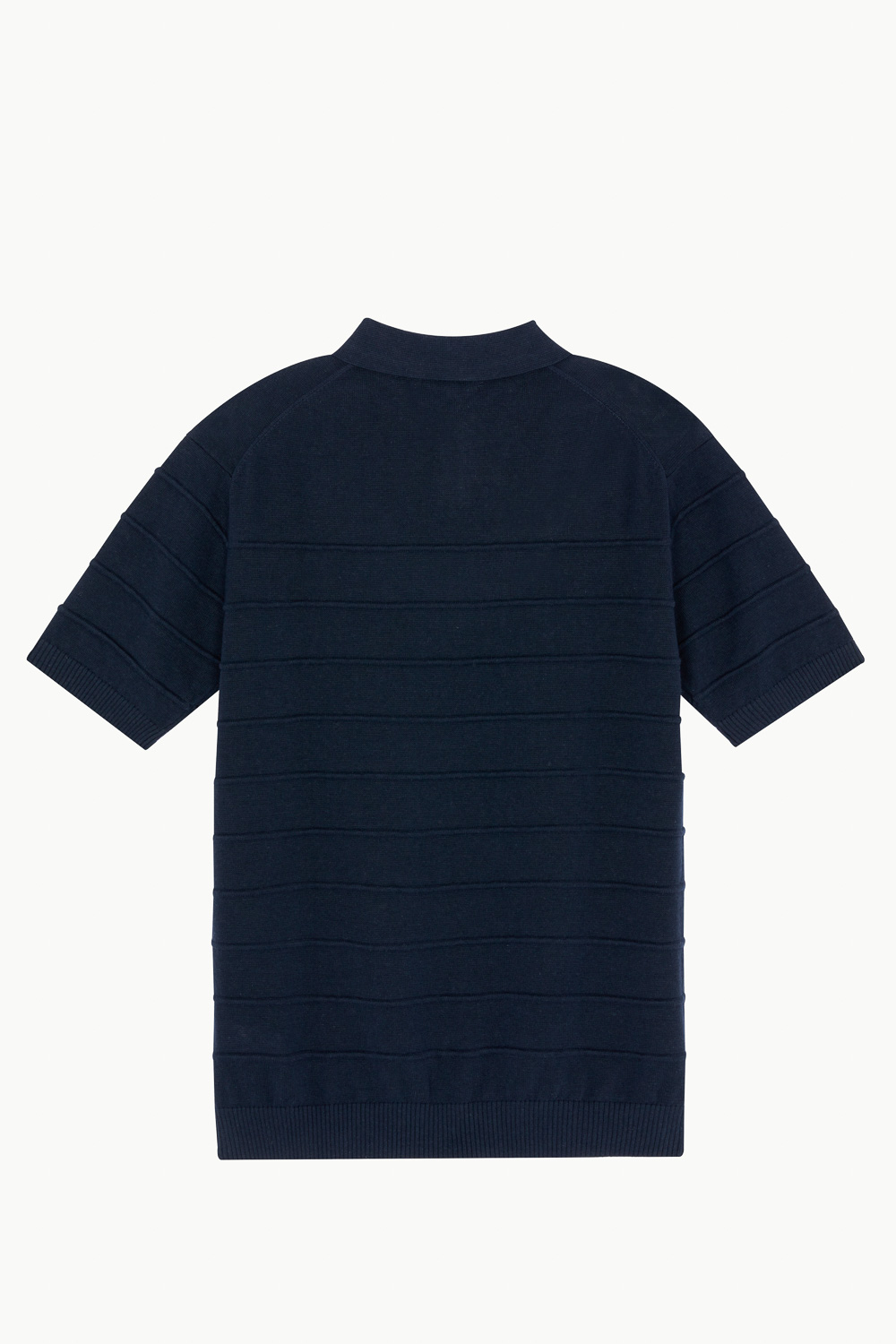SST&C Ink Blue Single-Button Cotton and Linen Polo Collar Sweater | 1112302007  (Outlet)_7