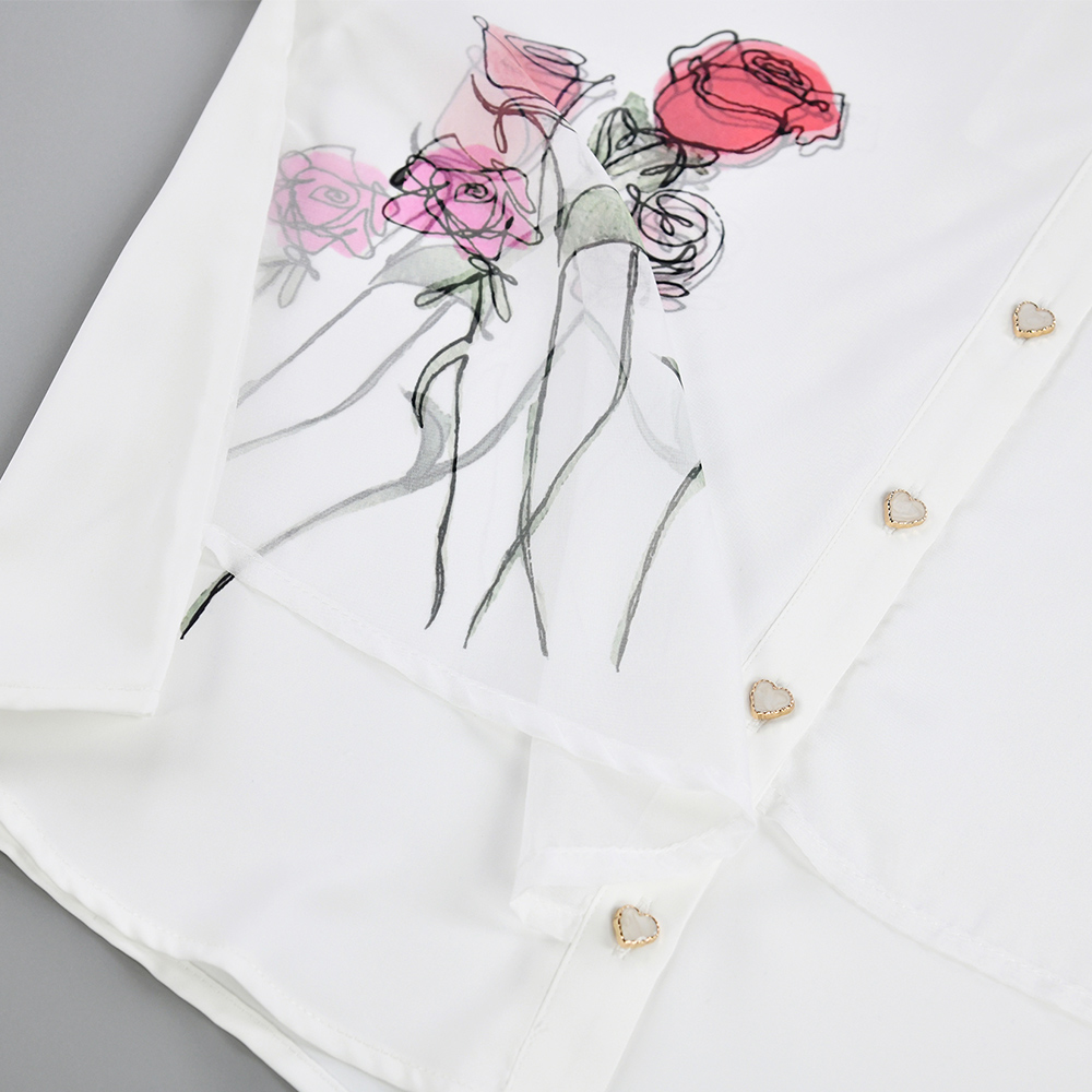 ILEY伊蕾 異素材玫瑰印花雪紡上衣(白色；M-XL)1232061510_3