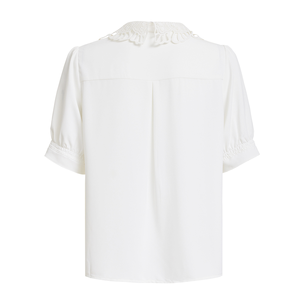 ILEY伊蕾 異素材玫瑰印花雪紡上衣(白色；M-XL)1232061510_5