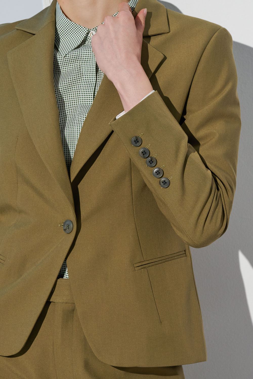 SST&C Olive Green Square Collar Suit Jacket | 7162302002  (Outlet)_8