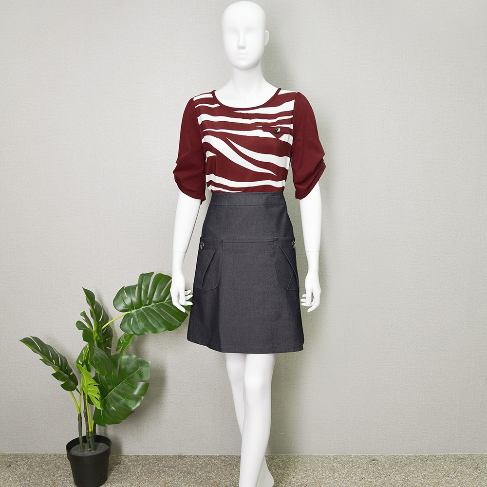 ILEY伊蕾 時髦斑馬紋拼接棉質袖縲縈上衣(兩色；M-XL)1232011443_2
