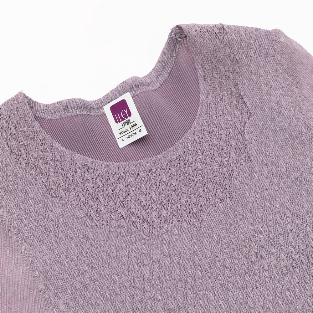ILEY伊蕾 高端奢華立體壓褶拼接網紗長洋裝(紫色；M-XL)1231067321_2