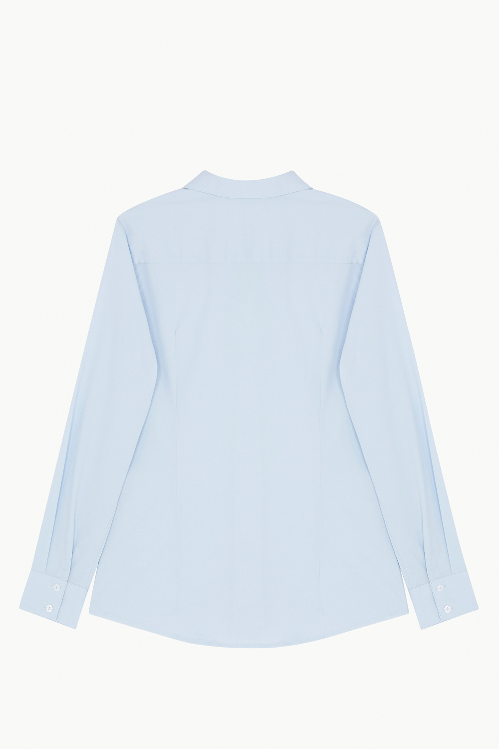 SST&C Light Ice Blue Basic V-Neck Slim Shirt | 7562302002  (Outlet)_8