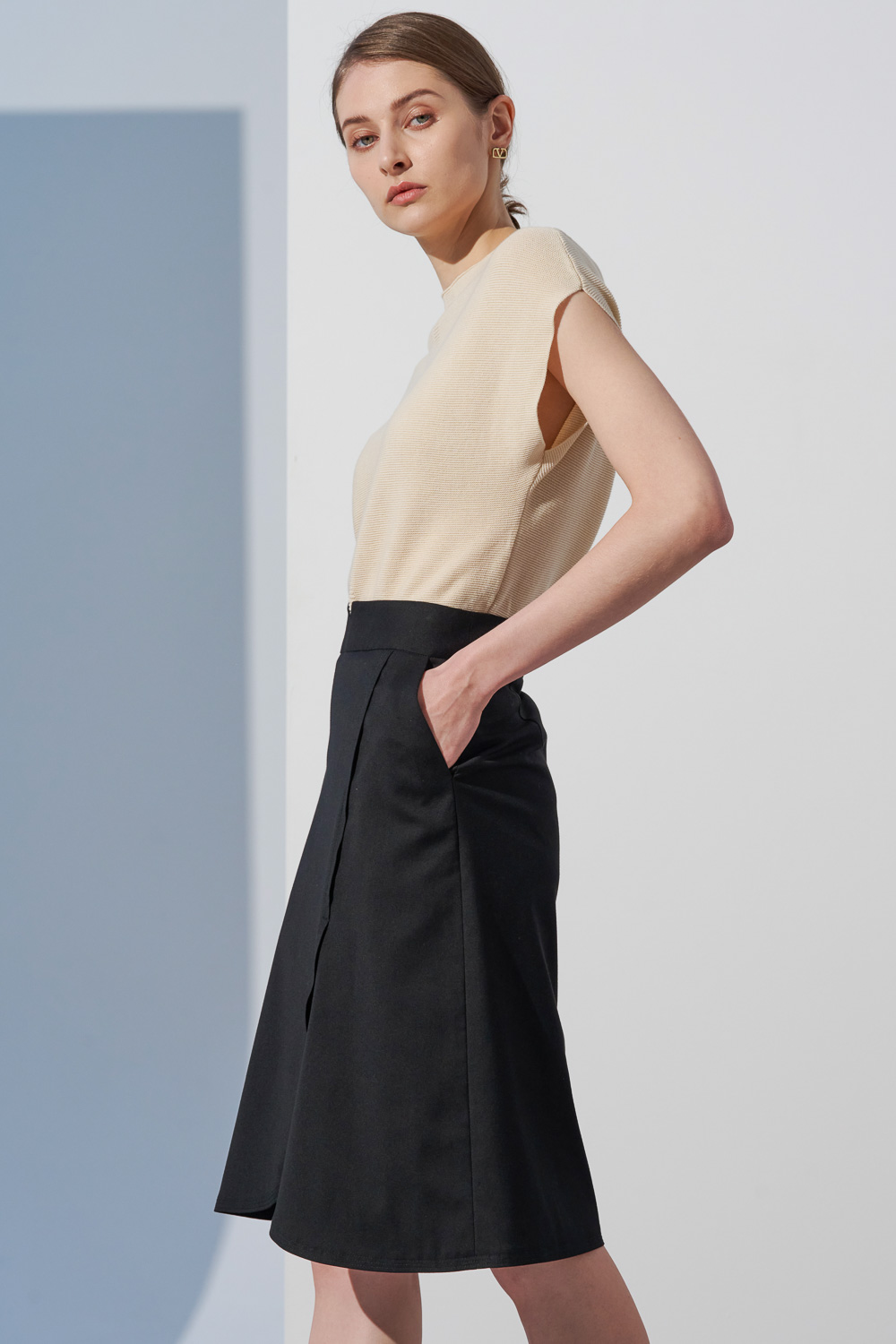 SST&C Basic Black A-Line Skirt | 7462302003  (Outlet)_2