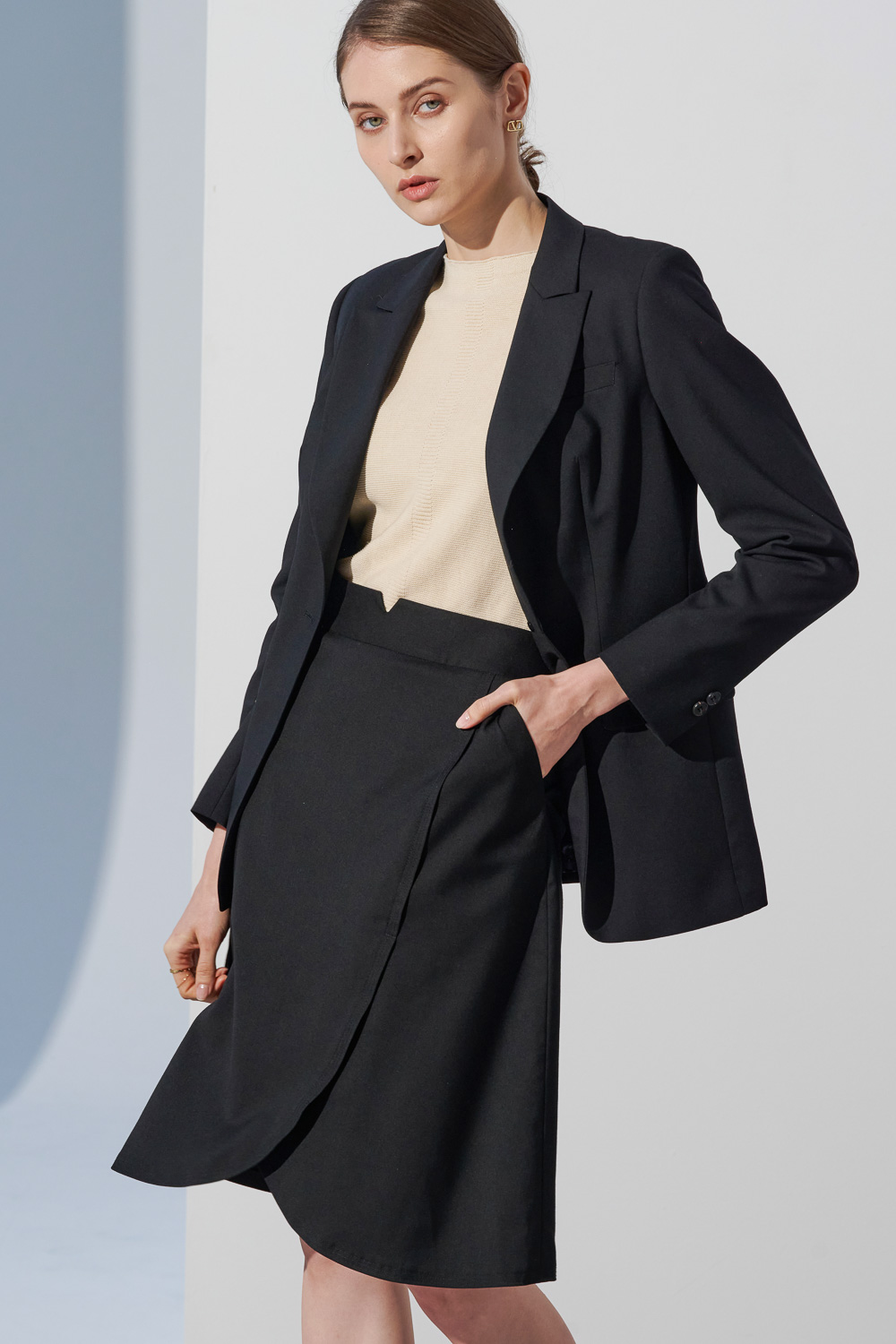 SST&C Basic Black A-Line Skirt | 7462302003  (Outlet)_3