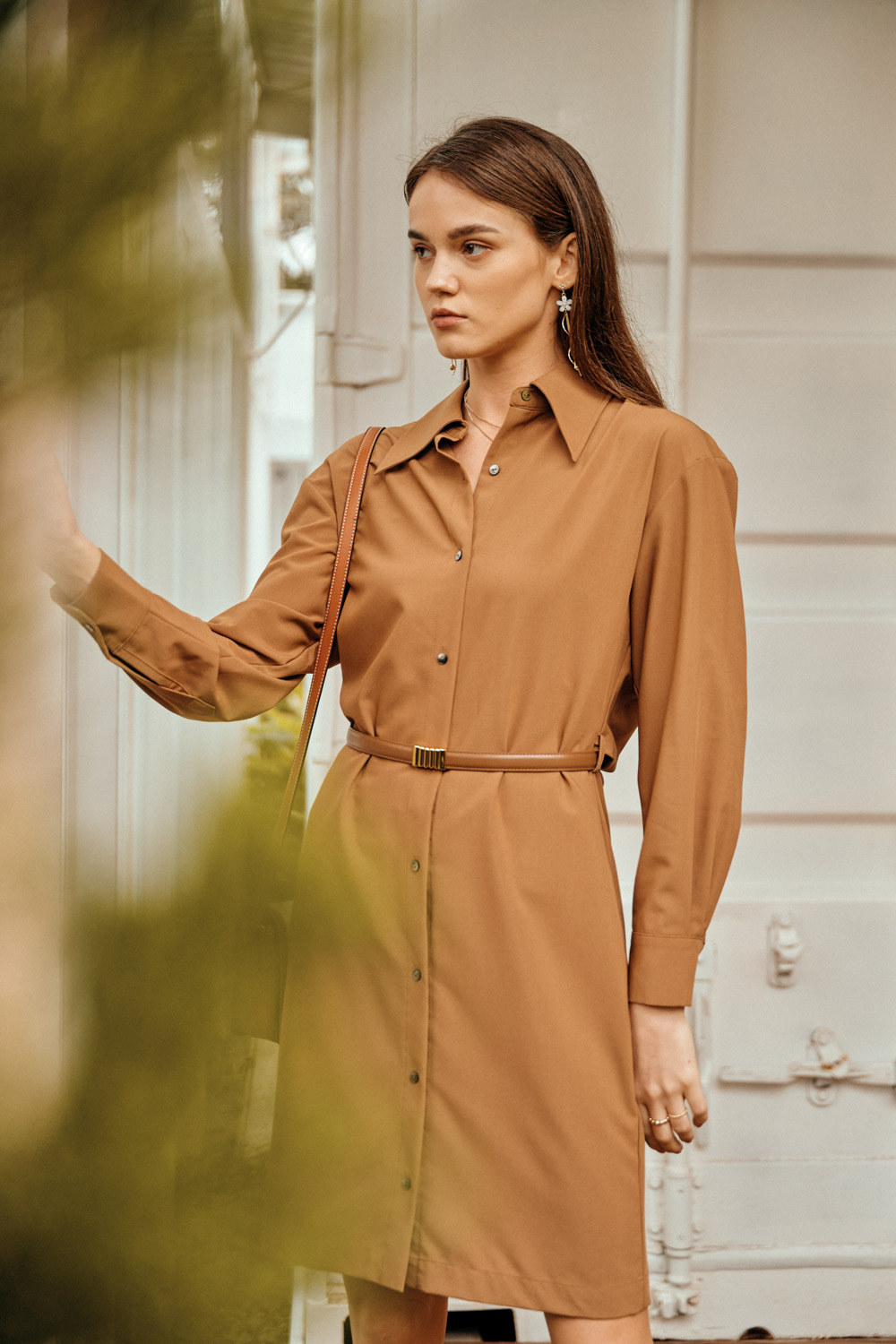 SST&C Khaki Off-Shoulder Shirt Dress | 8562302001  (Outlet)_1