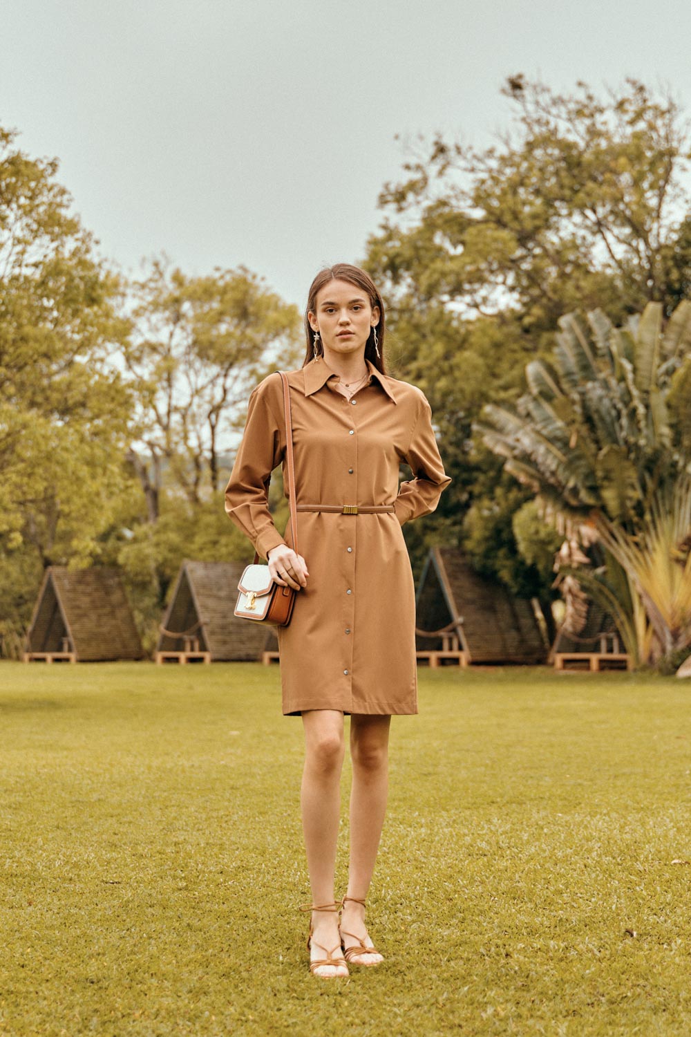 SST&C Khaki Off-Shoulder Shirt Dress | 8562302001  (Outlet)_2