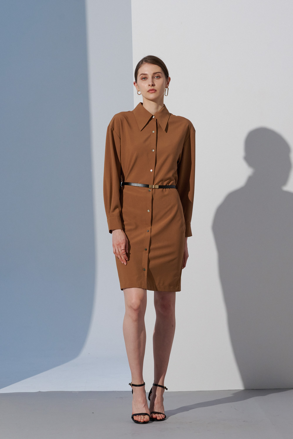 SST&C Khaki Off-Shoulder Shirt Dress | 8562302001  (Outlet)_3