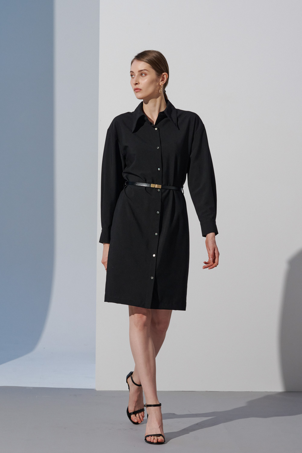SST&C Black Off-Shoulder Shirt Dress | 8562302002  (Outlet)_3