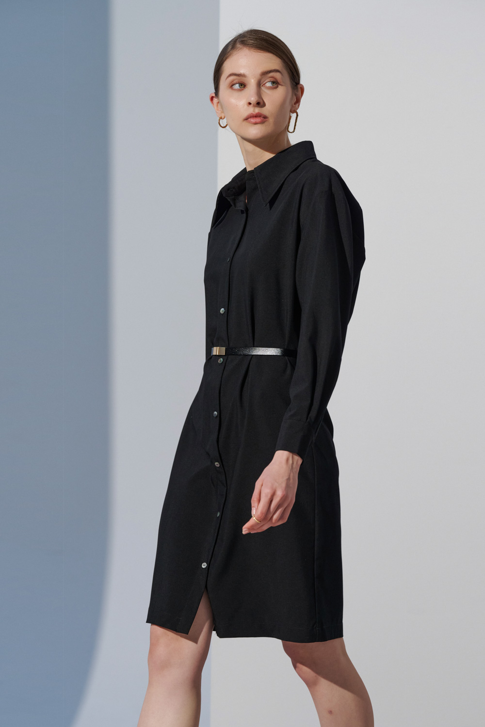 SST&C Black Off-Shoulder Shirt Dress | 8562302002  (Outlet)_4