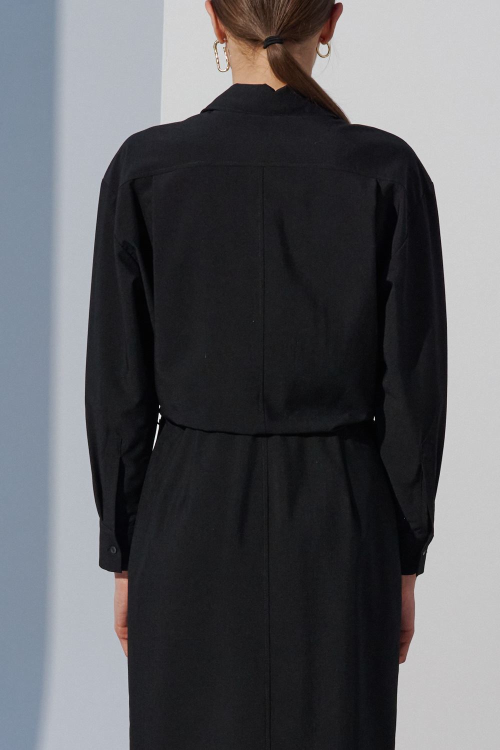 SST&C Black Off-Shoulder Shirt Dress | 8562302002  (Outlet)_6