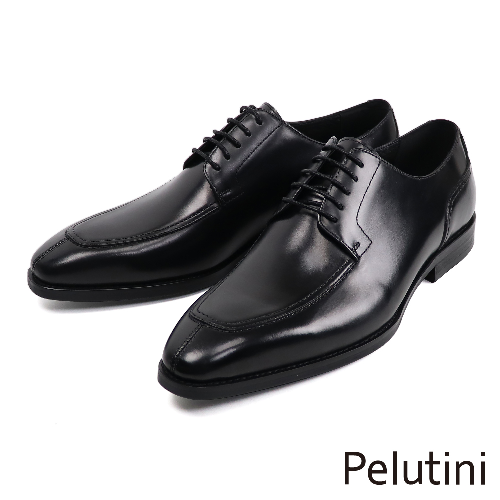 【Pelutini】沉穩風格裙飾綁帶德比鞋 黑色(PE28848-BL)