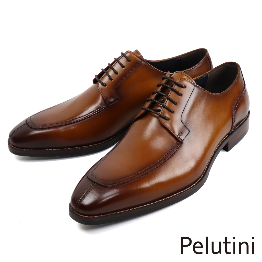 【Pelutini】沉穩風格裙飾綁帶德比鞋 棕色(PE28848-BR)