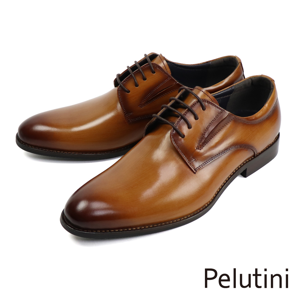 【Pelutini】素面漸層質感紳士德比鞋 棕色(PE28849-BR)