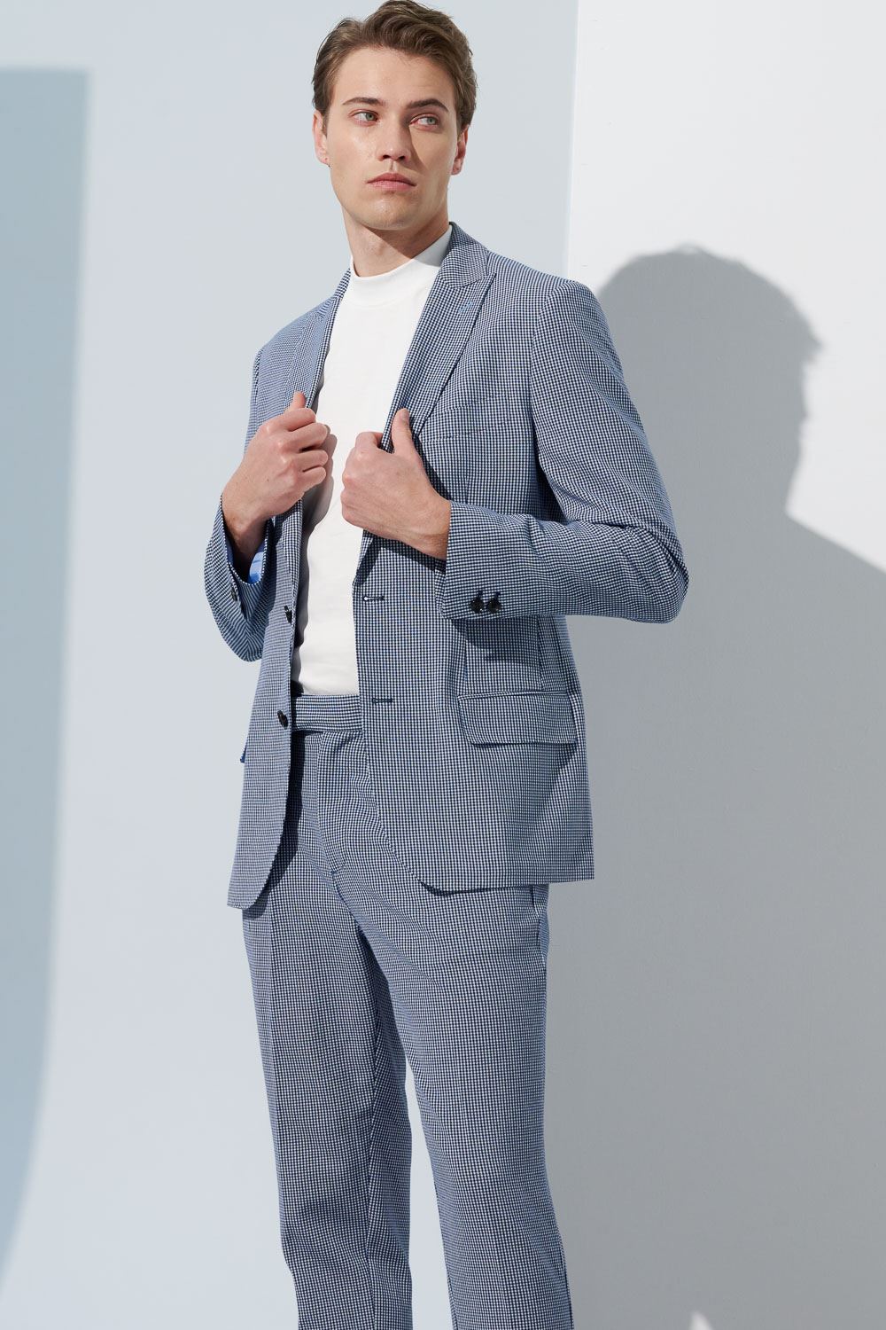 SST&C Sky Blue Houndstooth Casual Suit Jacket | 0612303003  (Outlet)_2