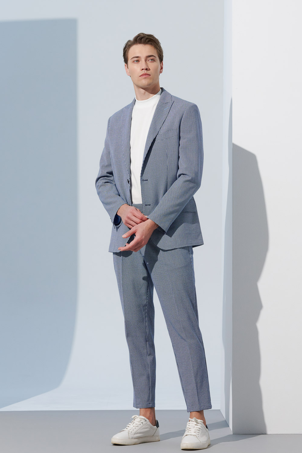 SST&C Sky Blue Houndstooth Casual Suit Jacket | 0612303003  (Outlet)_3