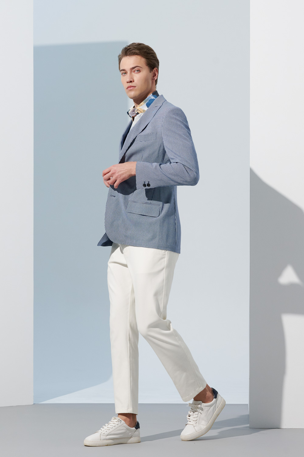 SST&C Sky Blue Houndstooth Casual Suit Jacket | 0612303003  (Outlet)_4