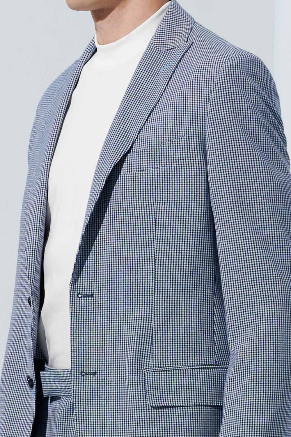 SST&C Sky Blue Houndstooth Casual Suit Jacket | 0612303003  (Outlet)_6