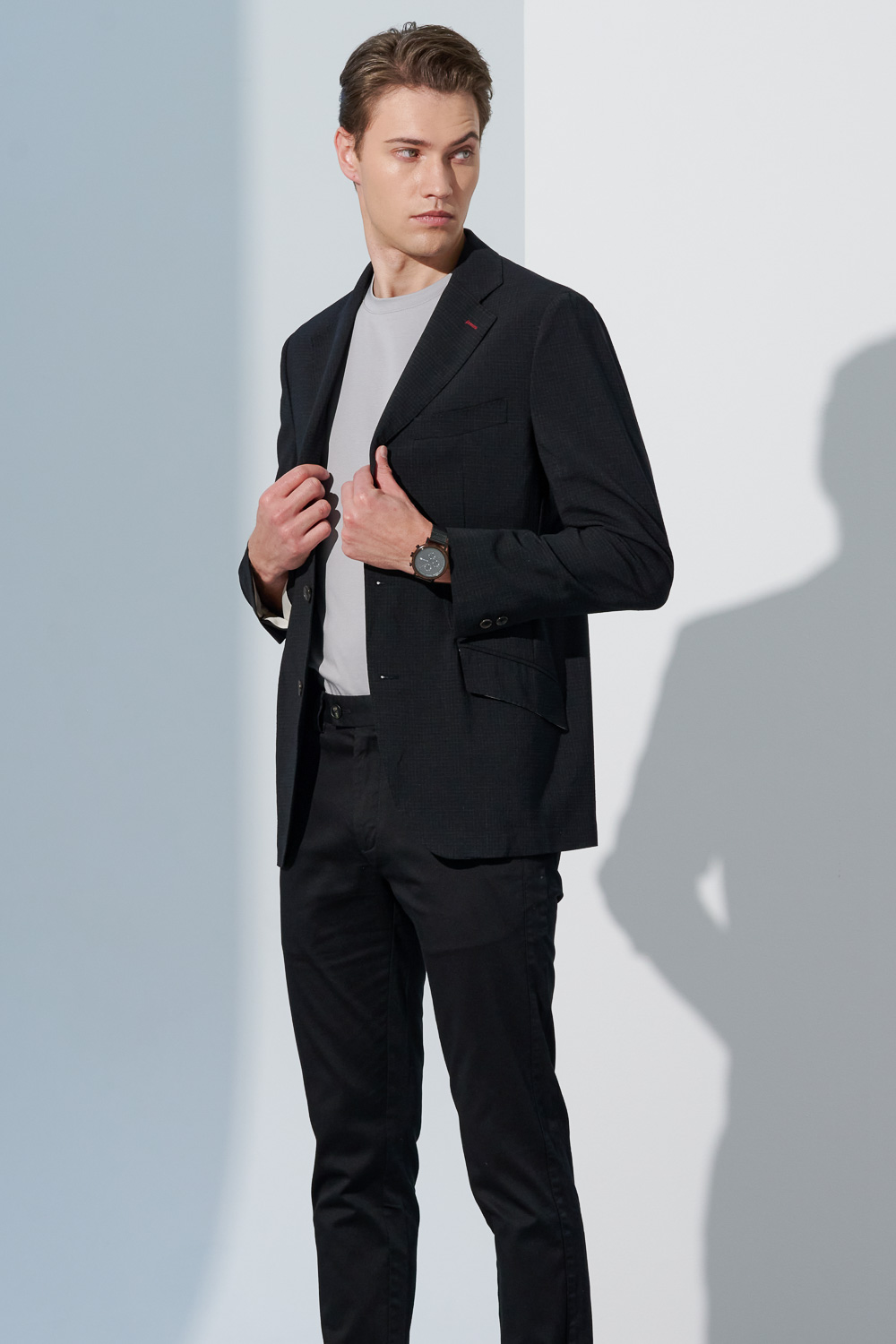 SST&C Black Check Pattern Seersucker Casual Suit Jacket | 0612303006  (Outlet)_3
