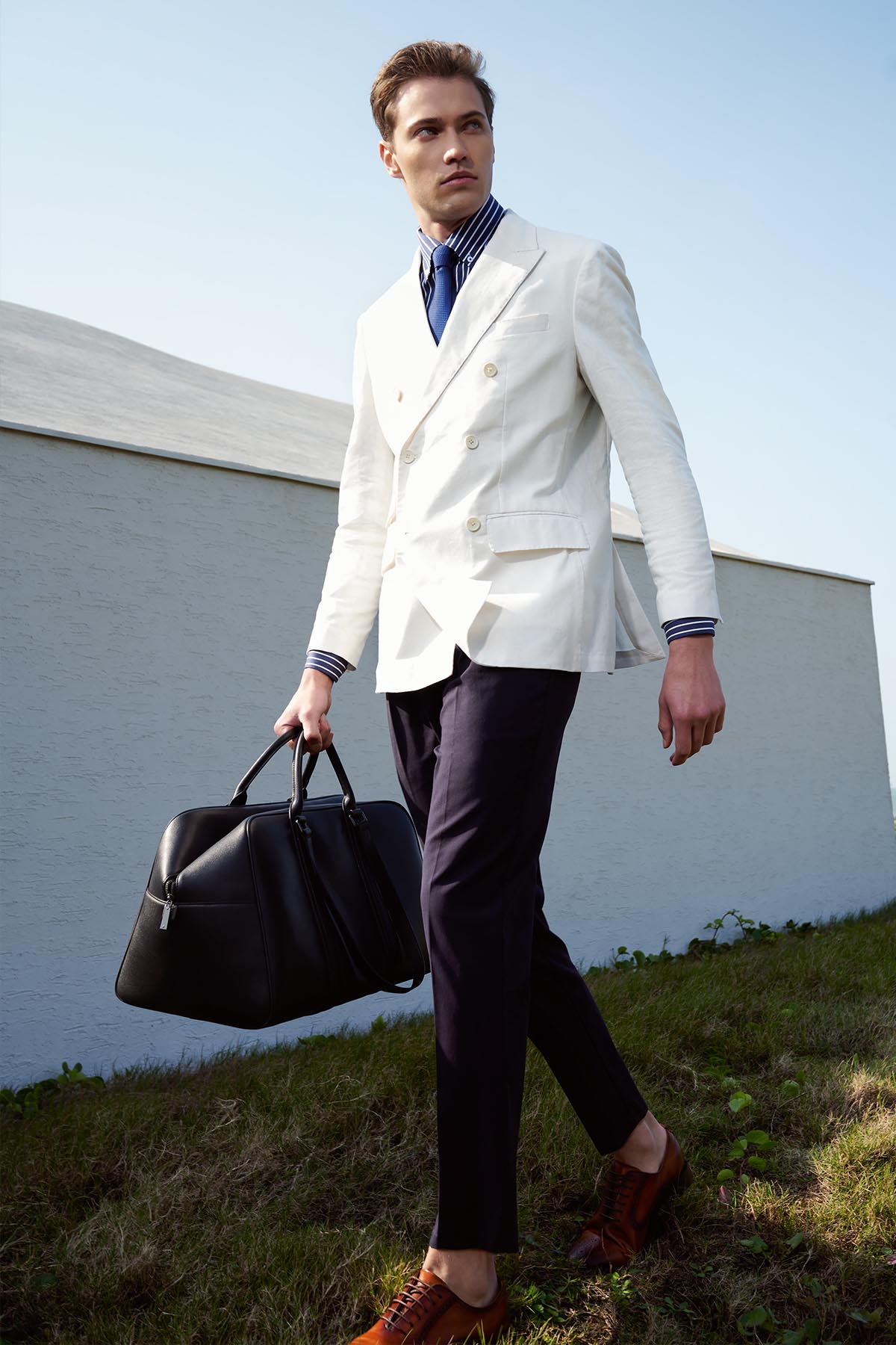 SST&C Off-White Double-Breasted Casual Suit Jacket | 0612303007  (Outlet)_3