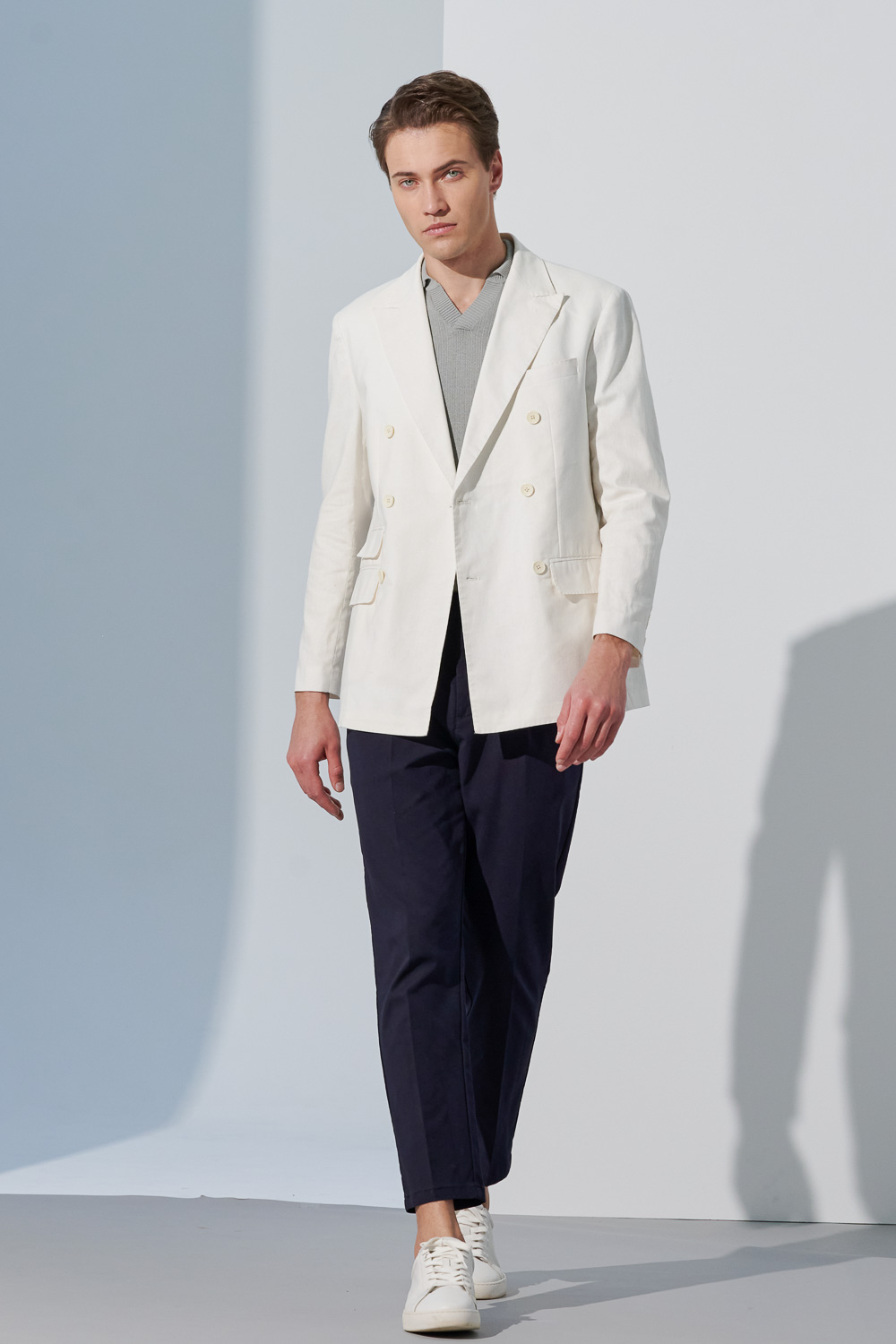 SST&C Off-White Double-Breasted Casual Suit Jacket | 0612303007  (Outlet)_5