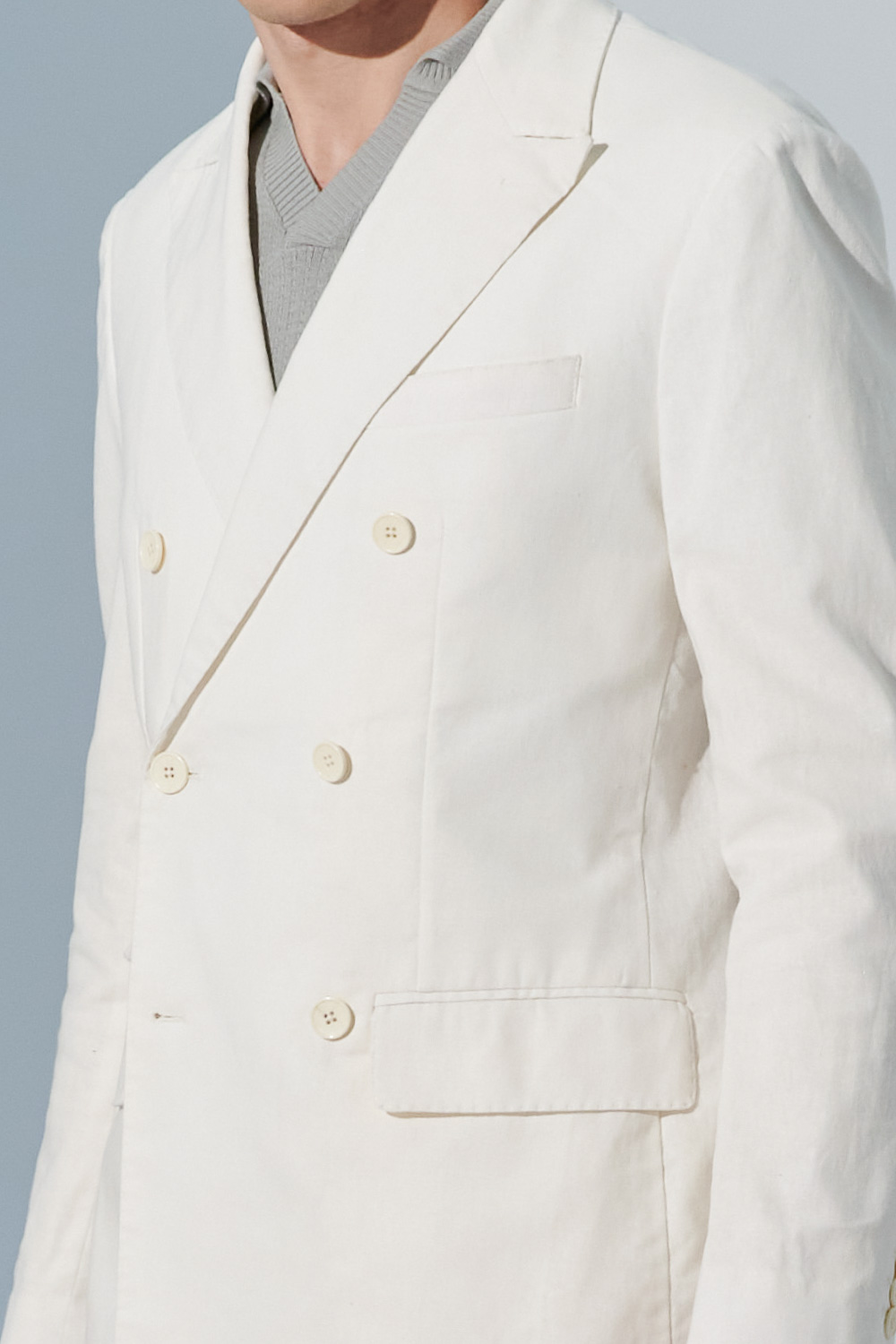 SST&C Off-White Double-Breasted Casual Suit Jacket | 0612303007  (Outlet)_7