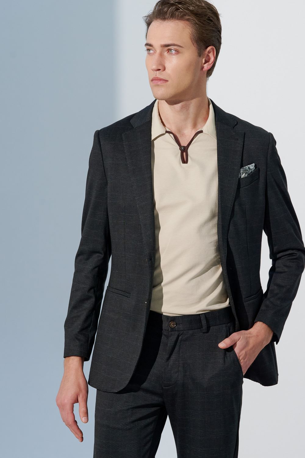 SST&C Light Wheat Single Button Contrast Trim Polo Shirt | 1012303003  (Outlet)_3