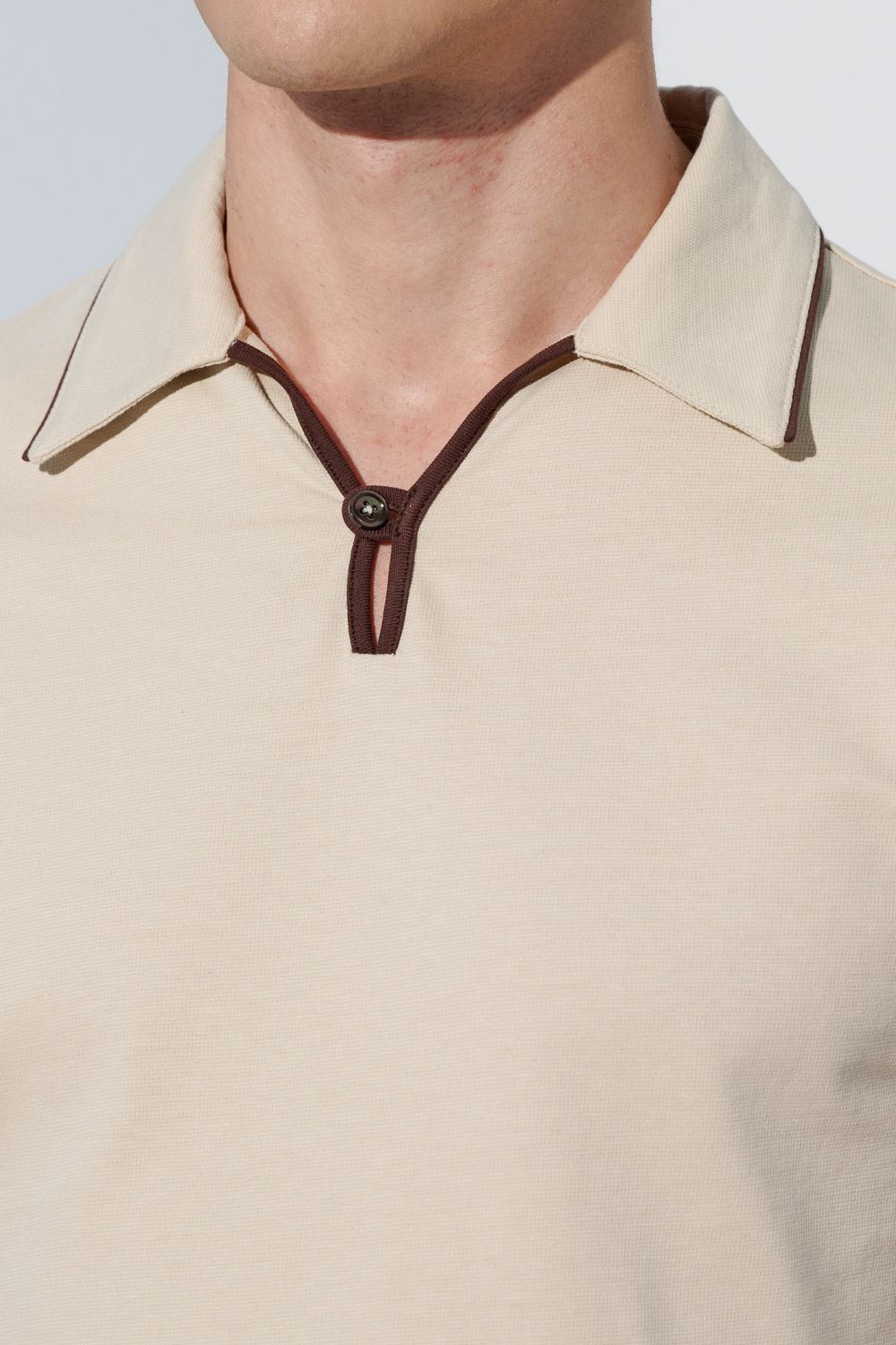 SST&C Light Wheat Single Button Contrast Trim Polo Shirt | 1012303003  (Outlet)_4