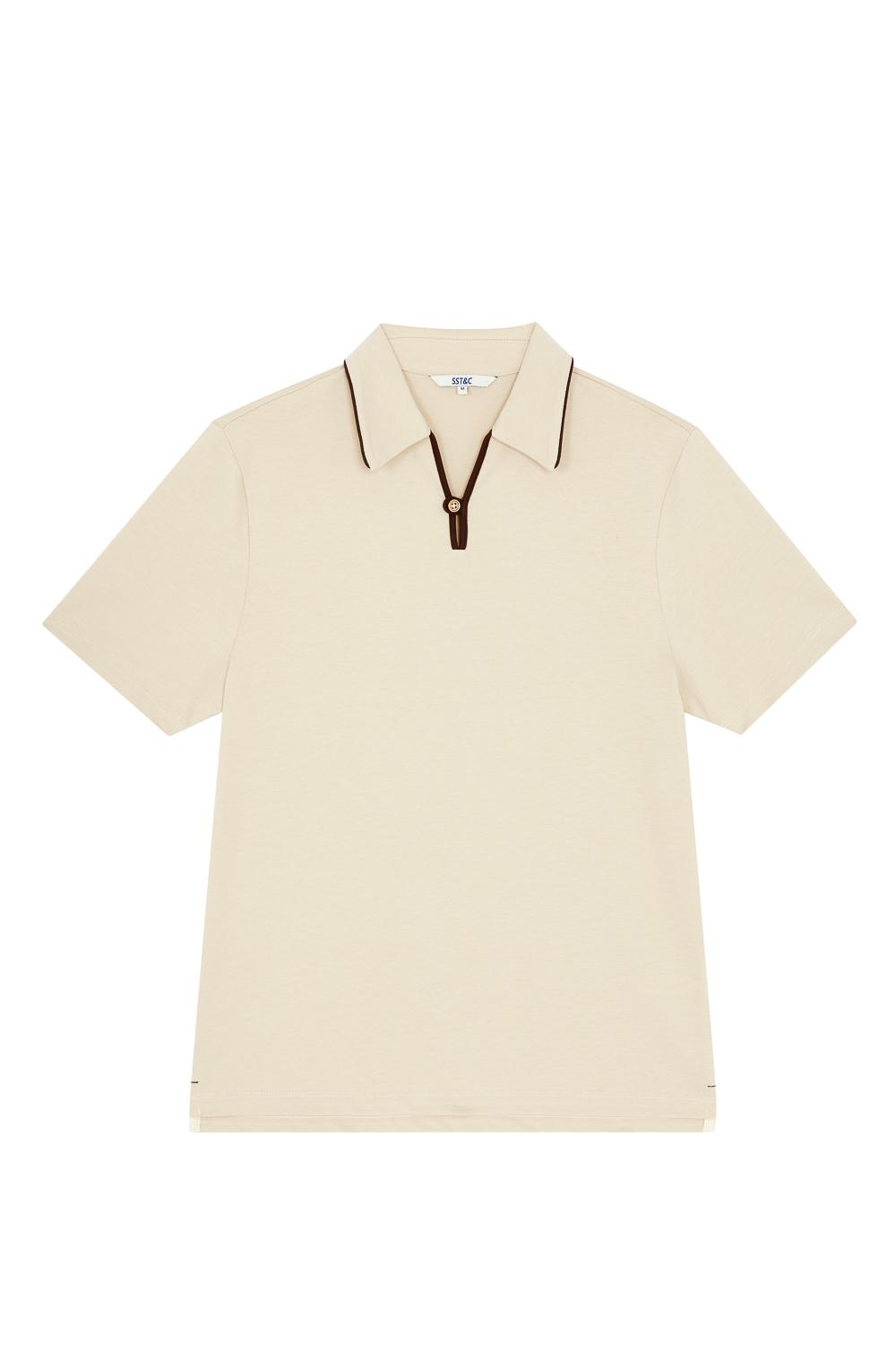 SST&C Light Wheat Single Button Contrast Trim Polo Shirt | 1012303003  (Outlet)_7