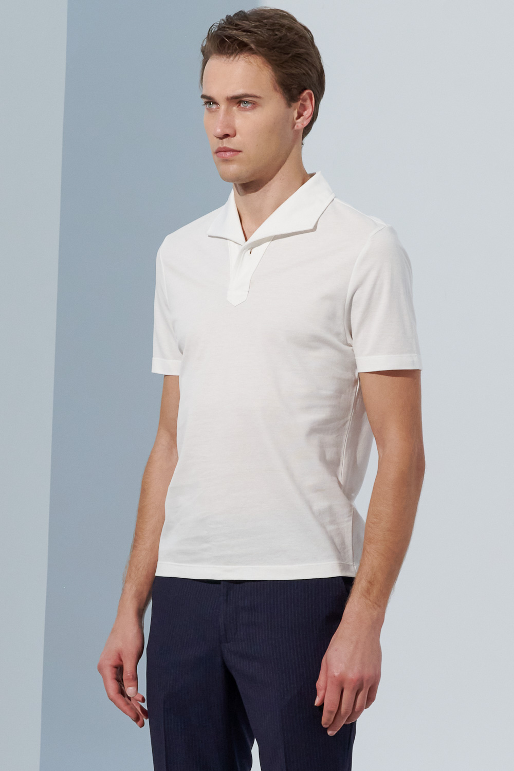 SST&C Simple White Lapel Polo Shirt | 1012303006  (Outlet)_5