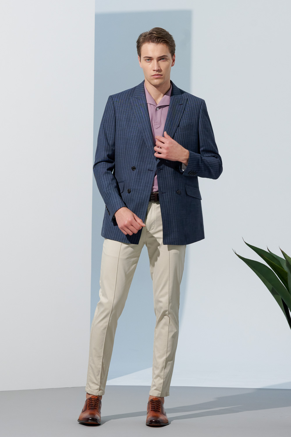 SST&C Gray Pink Lapel Polo Shirt | 1012303007  (Outlet)_6