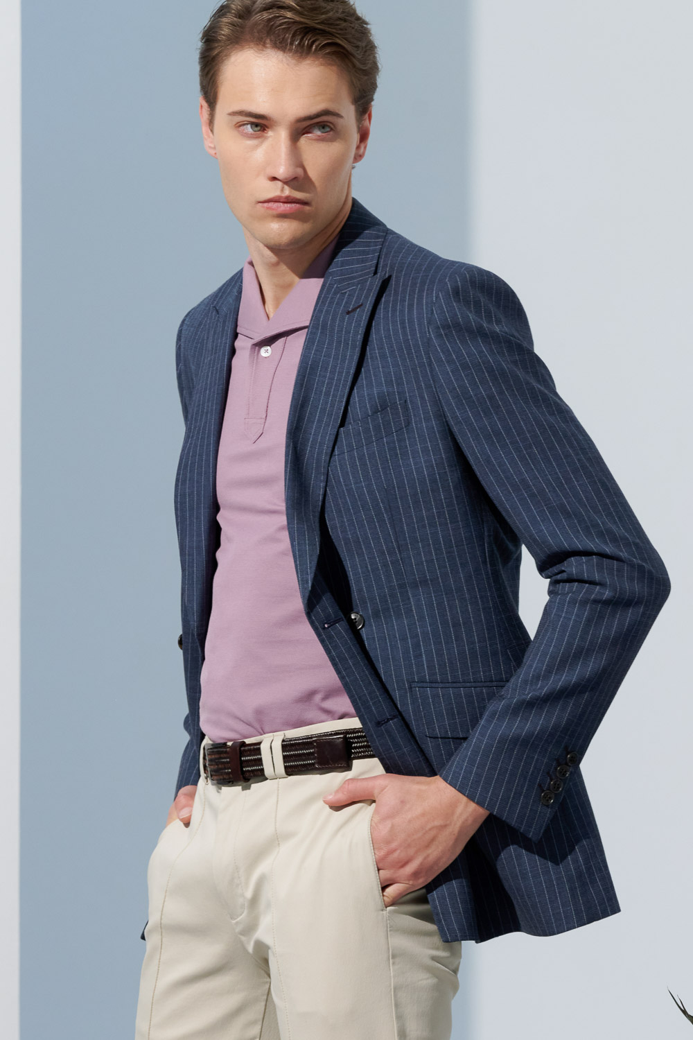 SST&C Gray Pink Lapel Polo Shirt | 1012303007  (Outlet)_7