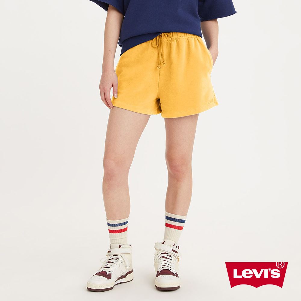 Levis Gold Tab金標系列 女款 抽繩闊腿棉短褲 落日黃 熱賣單品