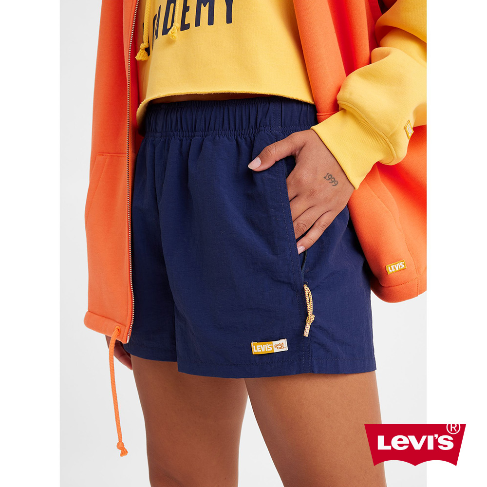 Levis Gold Tab金標系列 女款 鬆緊帶闊腿休閒短褲 海軍藍 熱賣單品