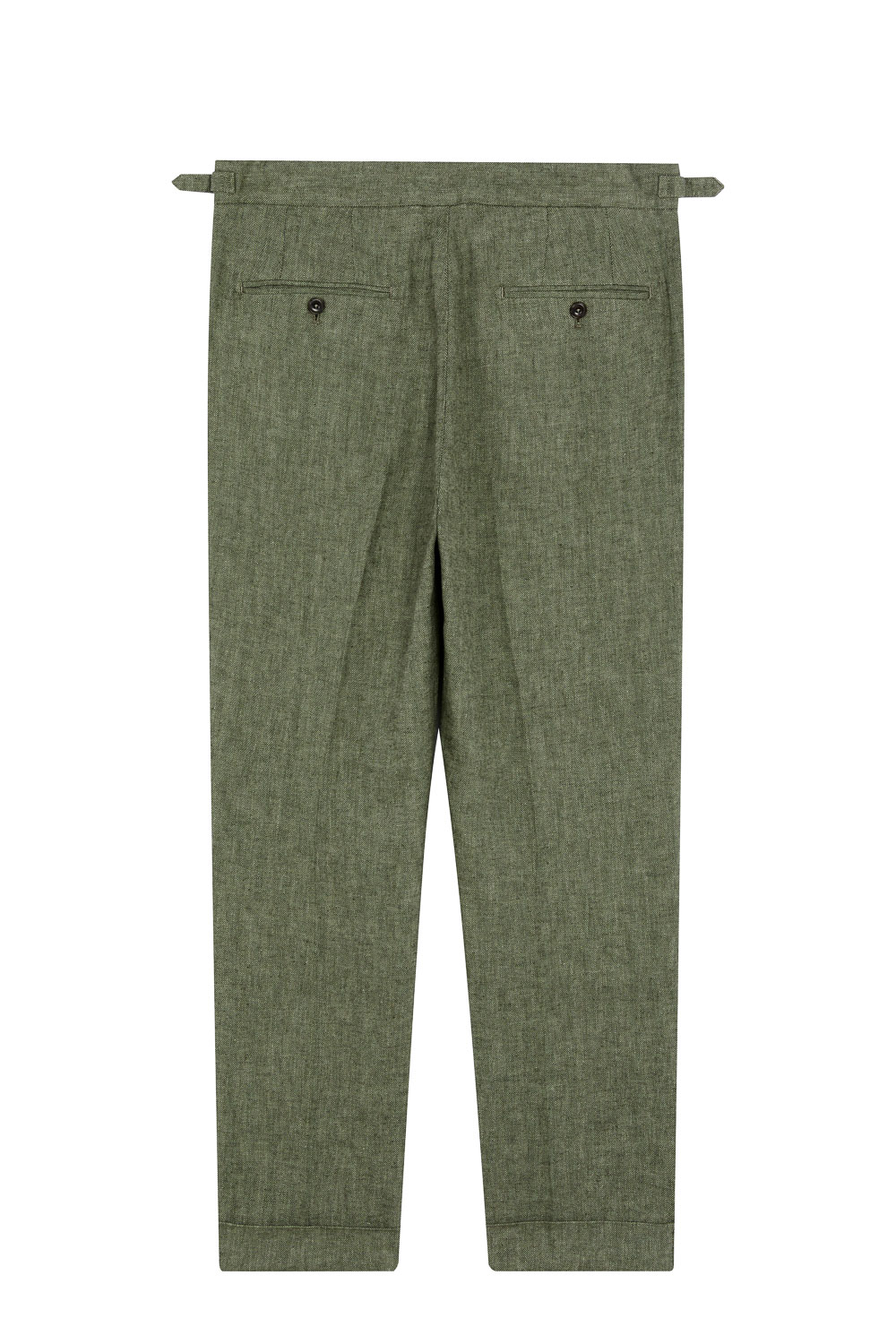 SST&C Dark Green Cotton and Linen Loose Fit Pleated Casual Trousers | 1212303001  (Outlet)_8