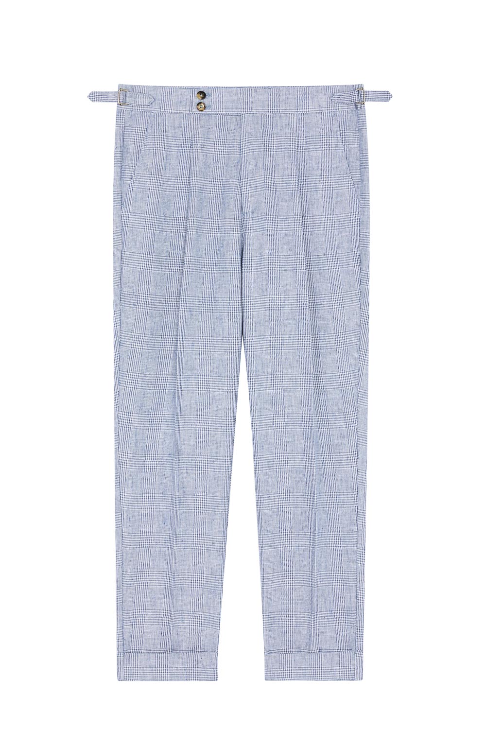 SST&C Light Blue Check Pattern Loose Fit Pleated Casual Trousers | 1212303002  (Outlet)_7