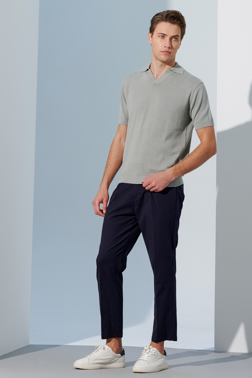 SST&C Night Blue Loose Fit Pleated Casual Trousers | 1212303004  (Outlet)_0