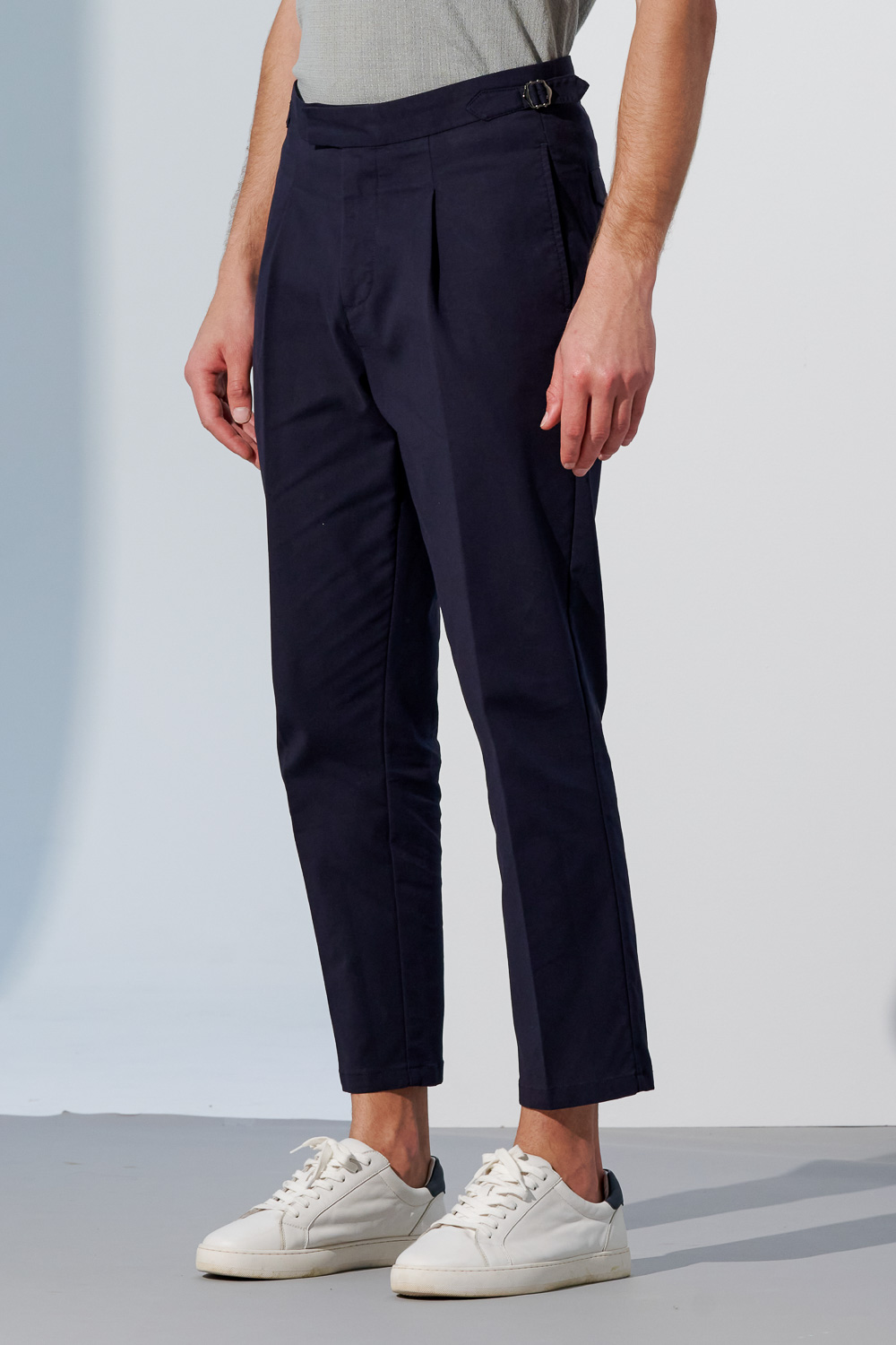 SST&C Night Blue Loose Fit Pleated Casual Trousers | 1212303004  (Outlet)_1